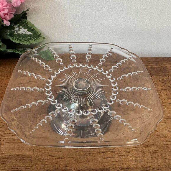 Federal Glass Columbia Clear Depression Glass Side Plates Set of 4 Vintage 1930s - Picture 4 of 6